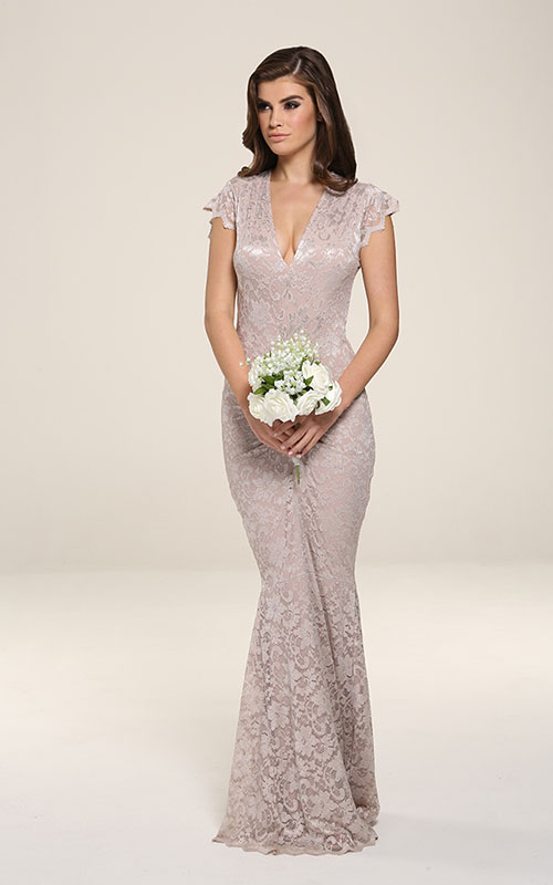 Wedding adrianna beige dress