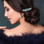 1963 Athena CZ COLLECTION - VINTAGE INSPIRED CRYSTAL CLIP - (CLIP 734) EMERALD GREEN